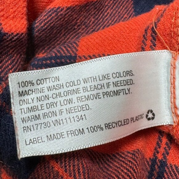 Plaid Merona Mens Red & Blue Button-Up Shirt XXL 100% Cotton Made In India - Picture 5 of 6